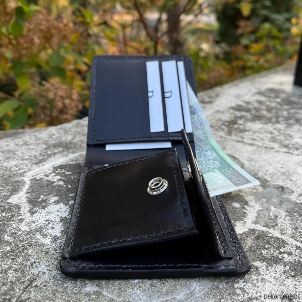 portfele męskie Portfel skórzany klasyczny na banknoty i bilon 4
