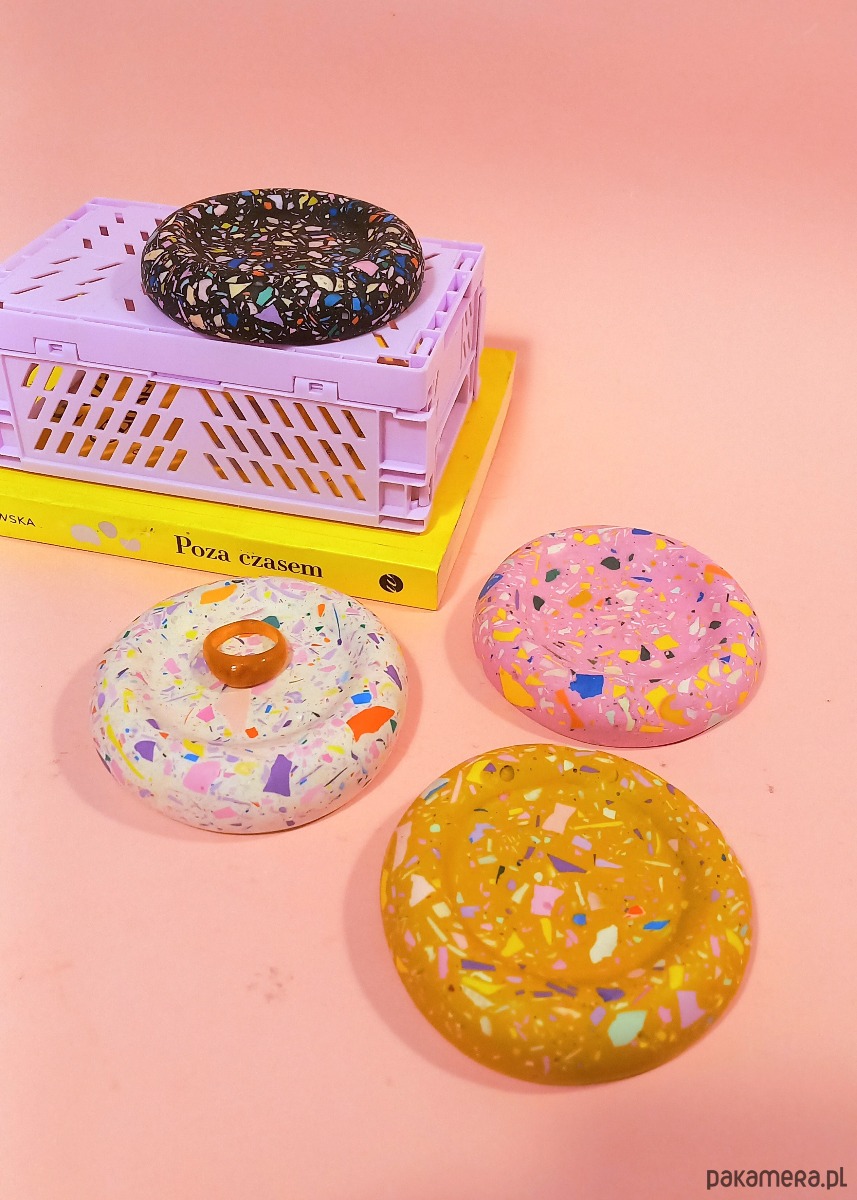 pojemniki na biżuterię Talerz na biżuterię, pączek, kolorowe lastryko 2