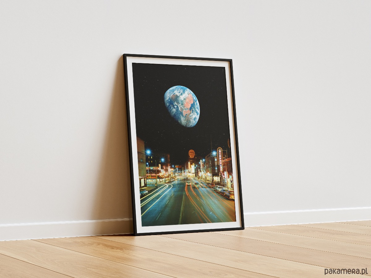 plakaty Plakat Nocna przejażdżka - Kolaż Fine-art  - Autorska dekoracja ścienna 5