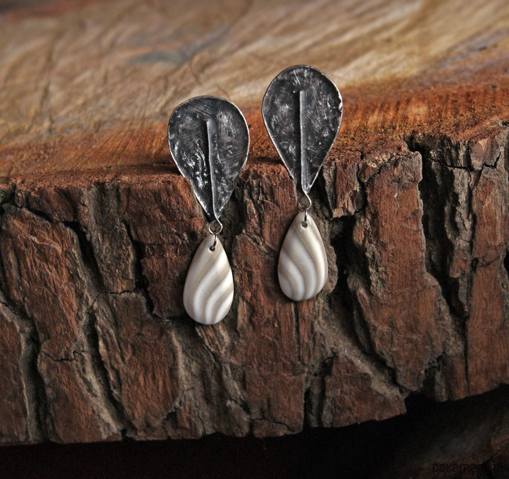 klipsy UNIKATOWE klipsy : krzemień pasiasty 2