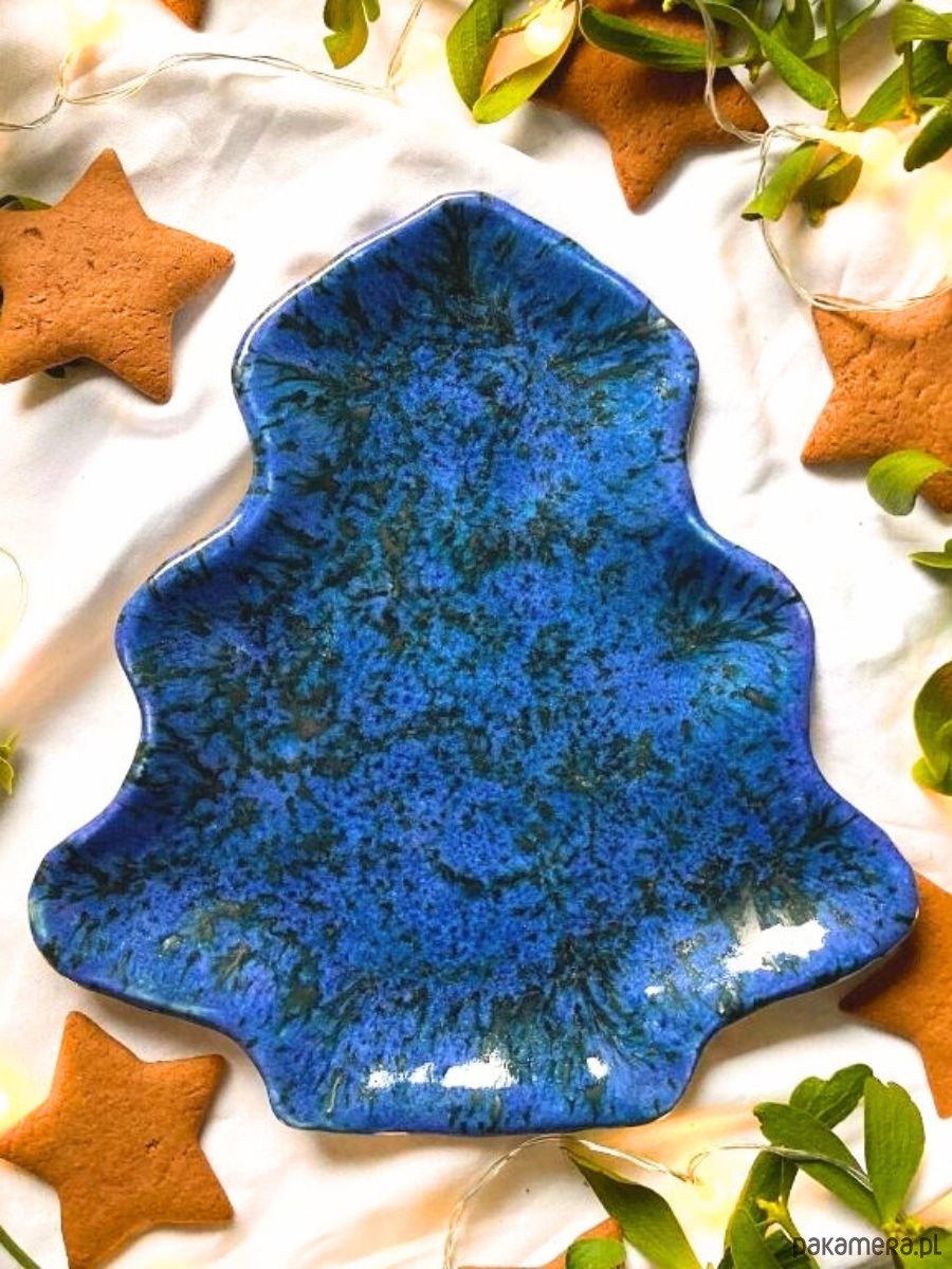 dekoracje świąteczne Talerz ceramiczny choinka Gwieździste niebo 3