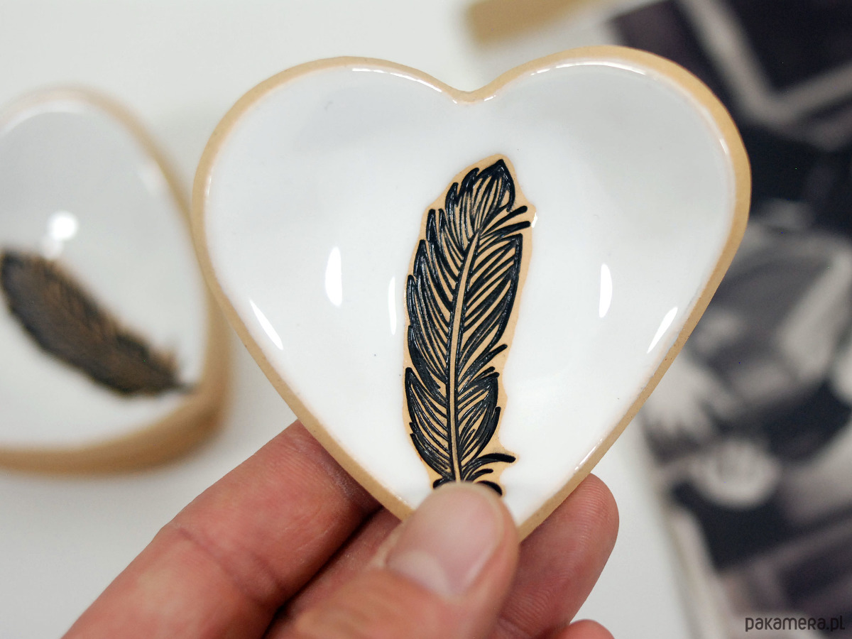 pojemniki na biżuterię Ceramiczne miseczka na twoje drobiazgi z piórkiem 5