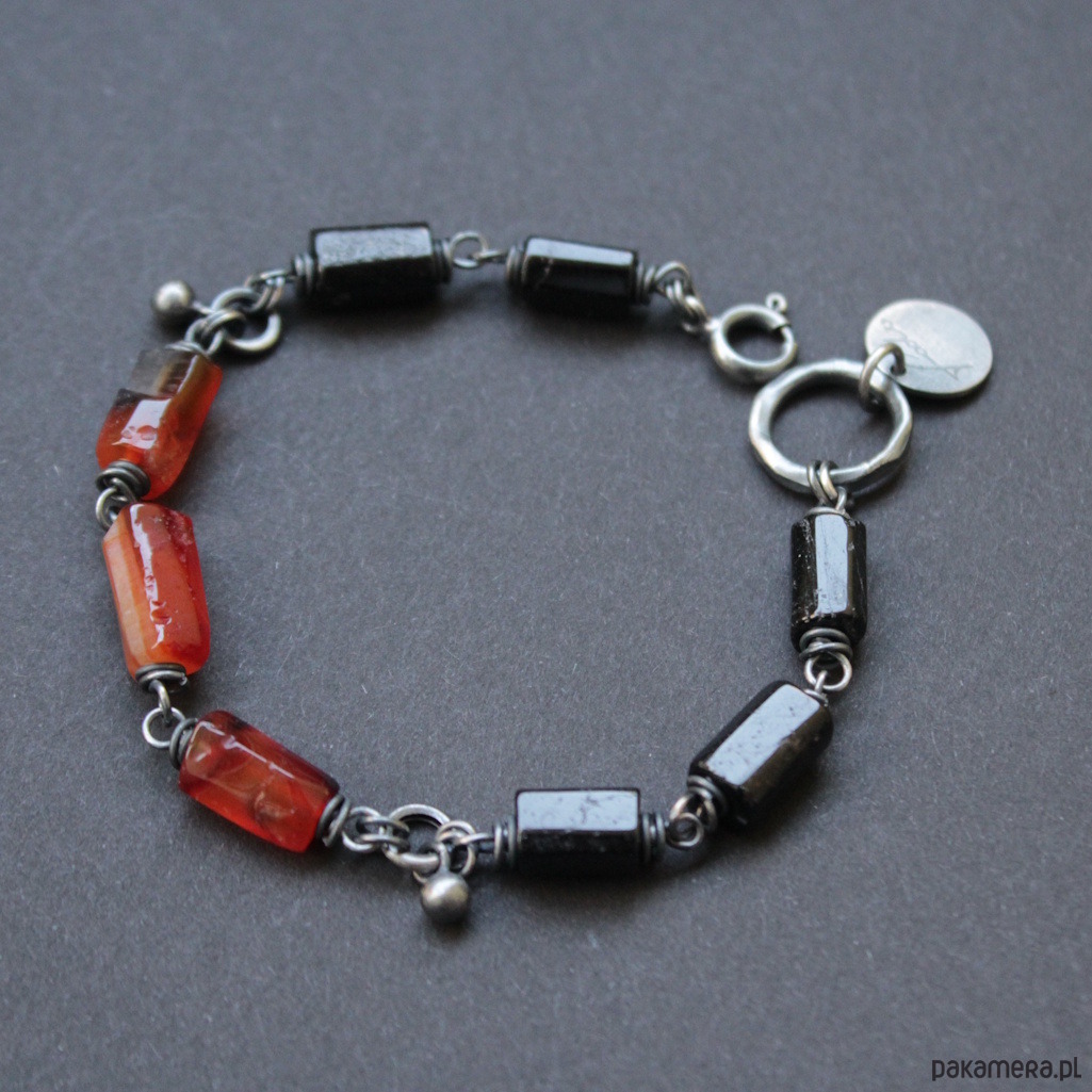 bransoletki z kamieni naturalnych Bransoletka Ognisty Karneol z Turmlinem 4