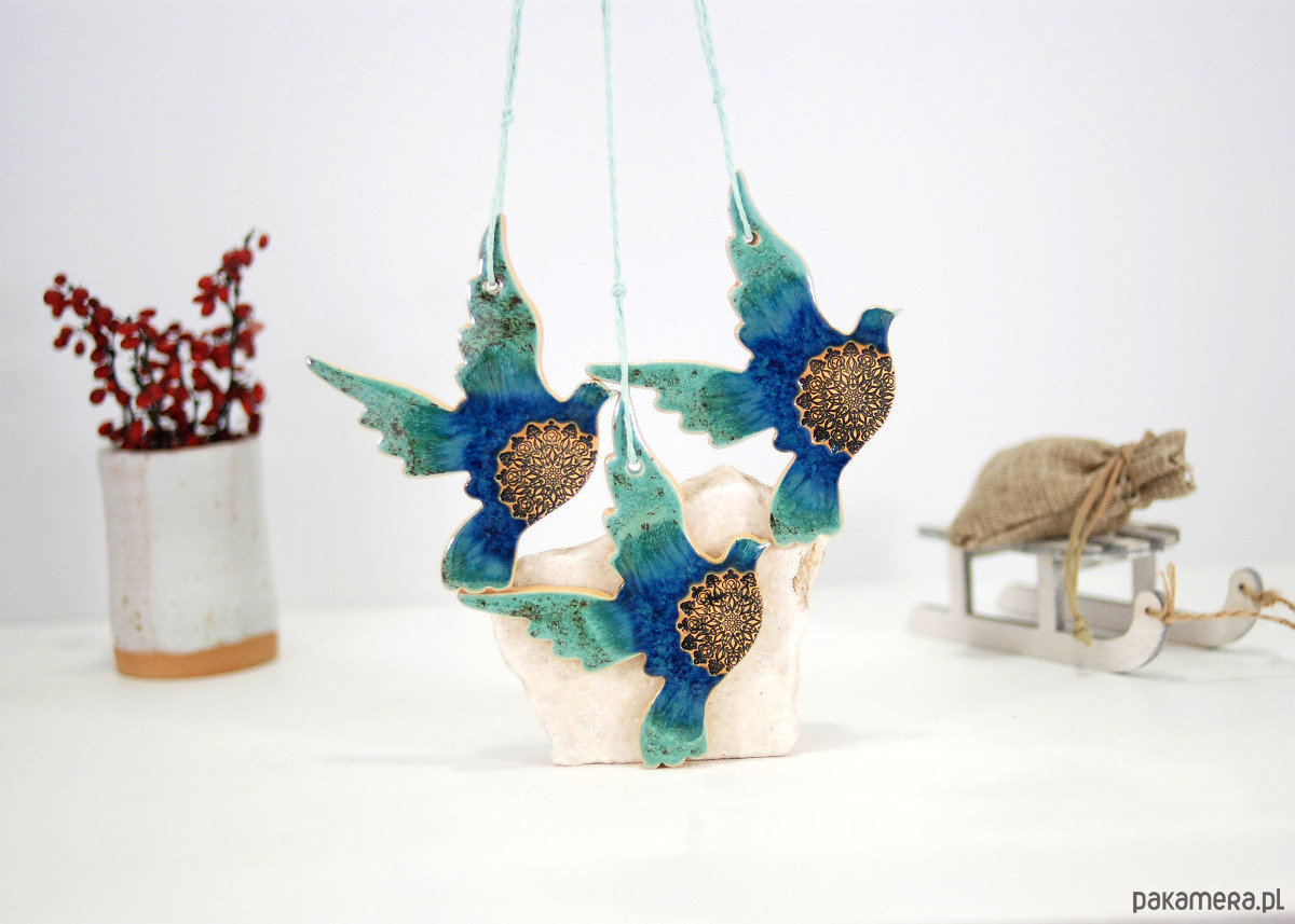 ozdoby choinkowe Turkusowe ptaki w locie - ozdoby na choinkę 7