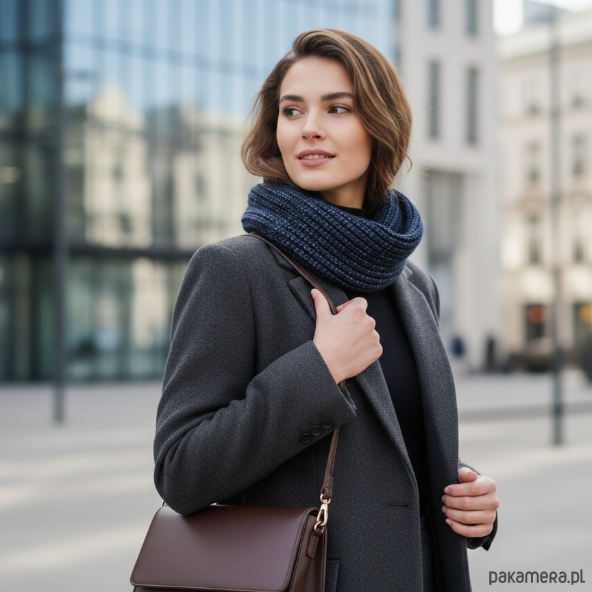 szale damskie Komin damski granatowy szal Wełniany Alpaka 2