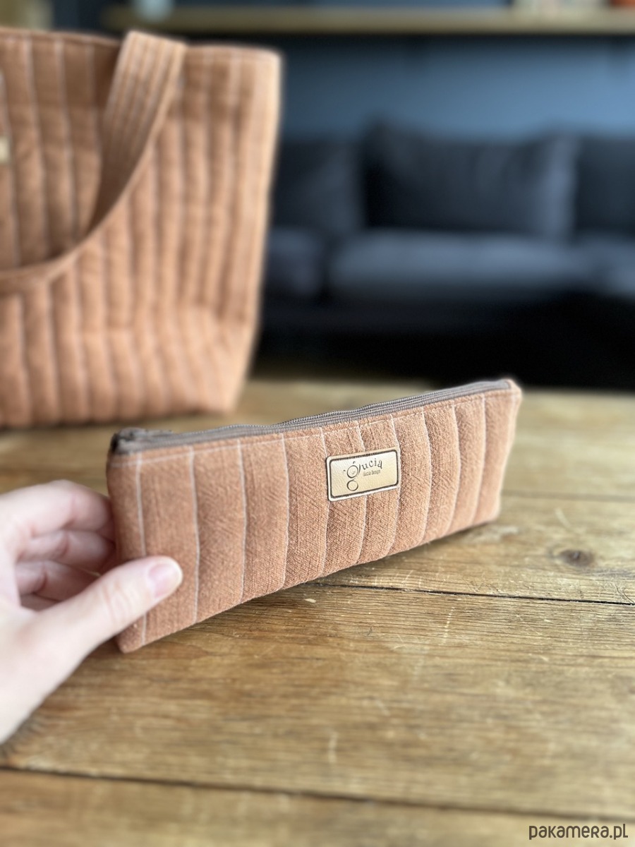 piórniki Piórnik lniany rudy  / mini kosmetyczka 8