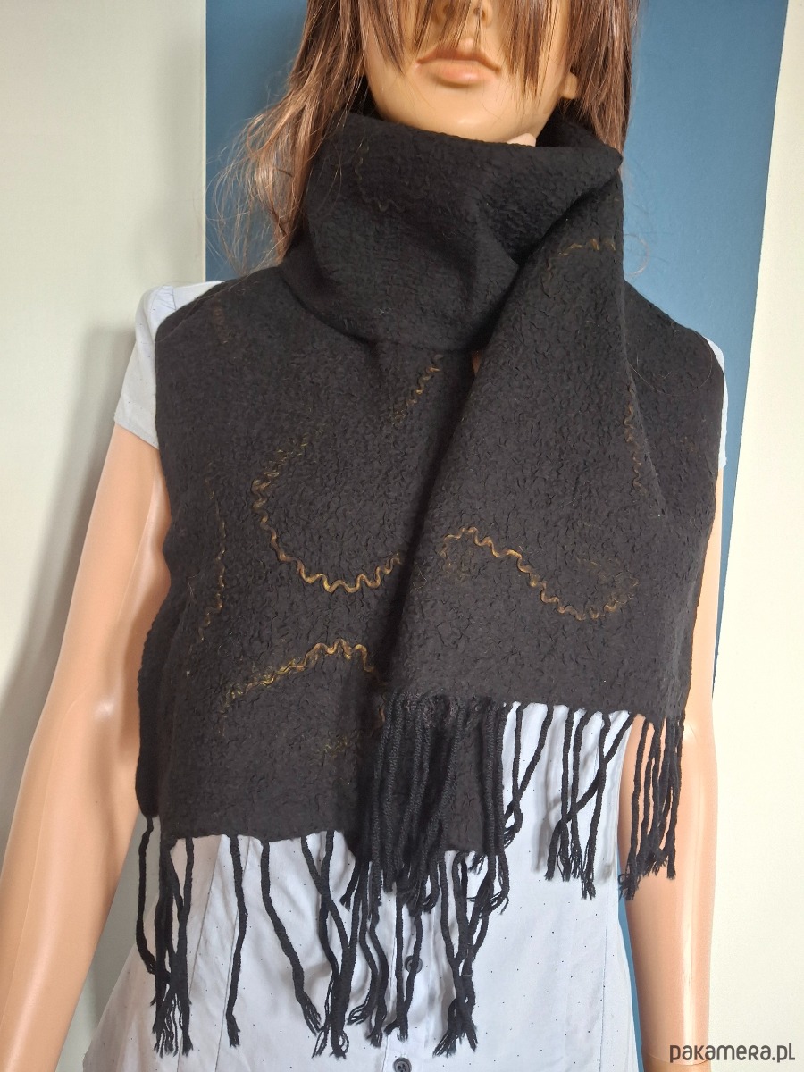 szale damskie Szalik filcowany czarny 1
