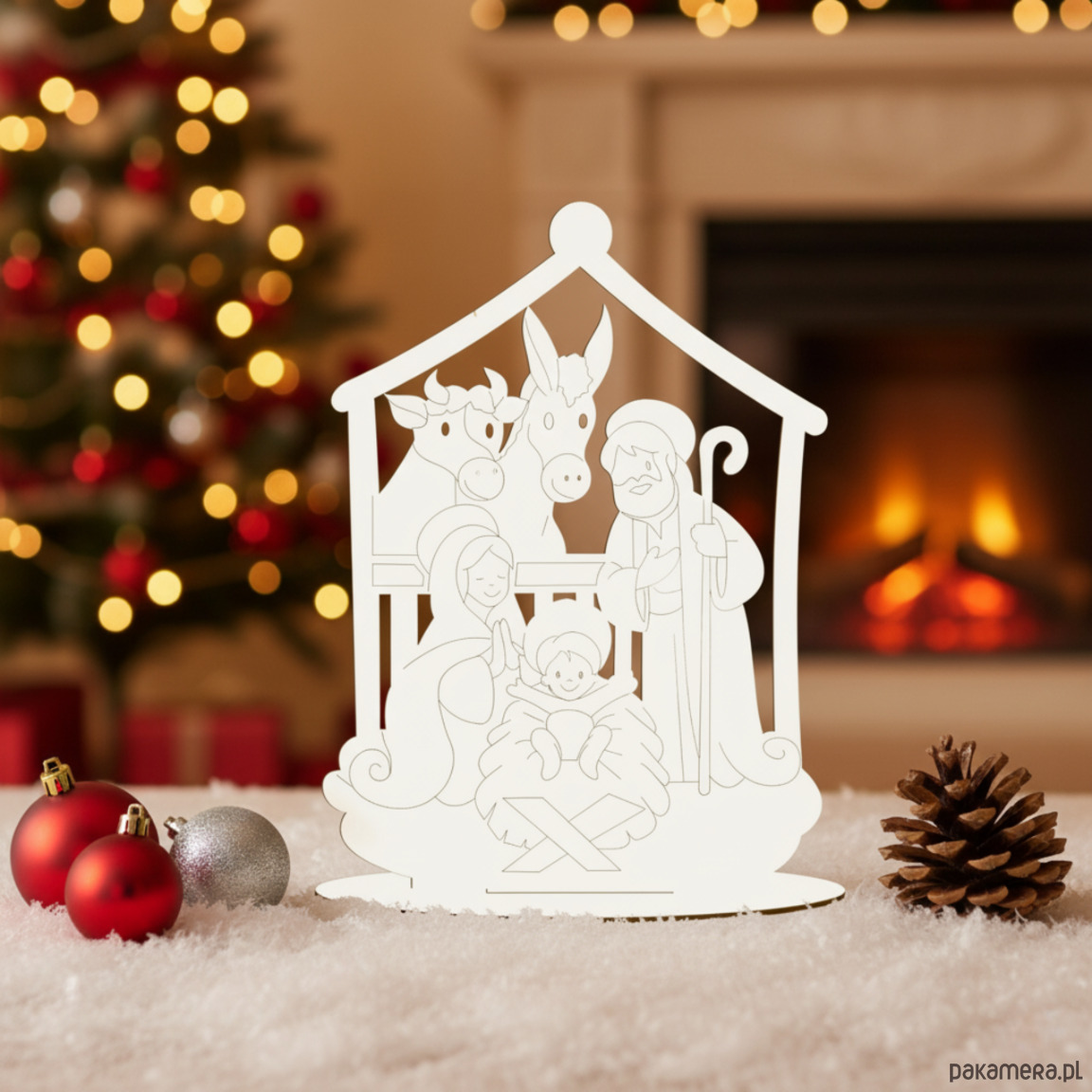 dekoracje świąteczne Ozdoby Świąteczne BIAŁE Szopka Stajenka Święta Rodzina Figurki ZESTAW 10SZT 1