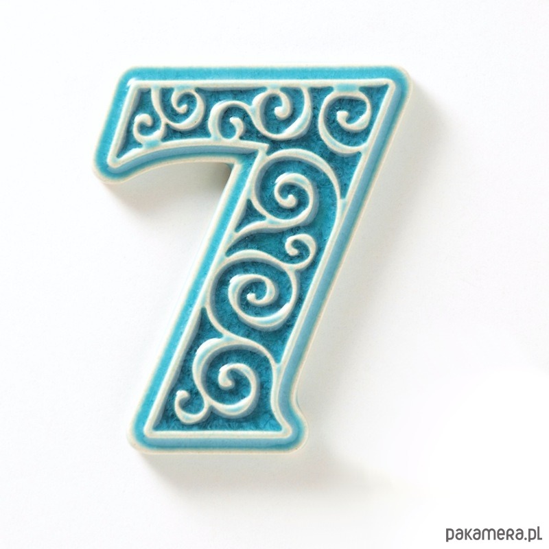 napisy dekoracyjne i tabliczki Numer mieszkania - ceramiczna cyfra 7 turkusowa wys.8cm 2