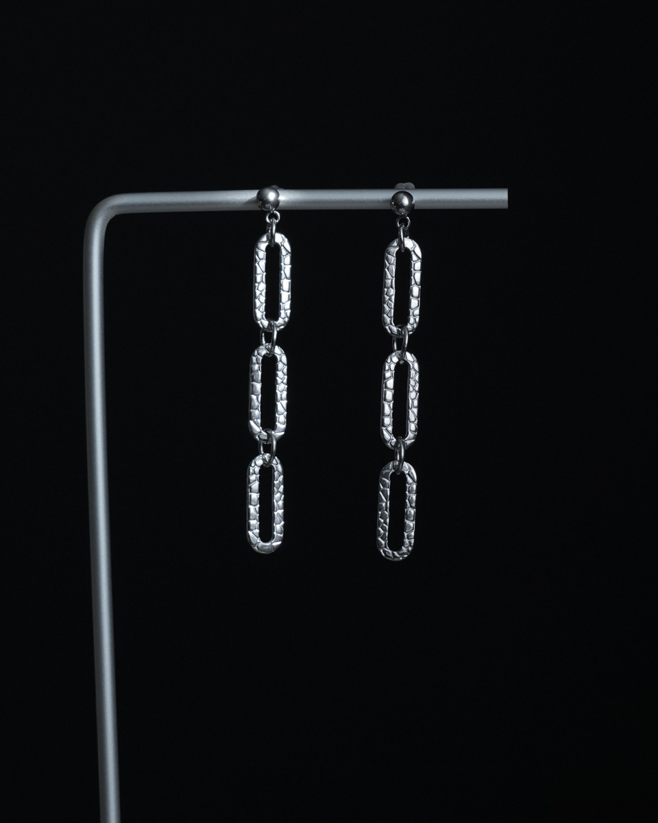 kolczyki srebrne Długie nowoczesne kolczyki ze stali 1