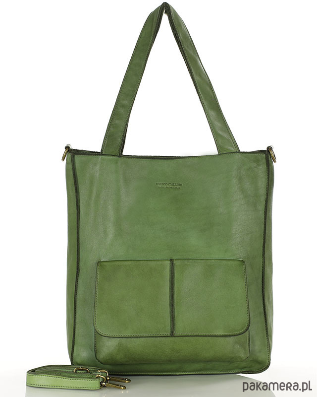 torby na ramię Torebka damska shopper A4 skóra naturalna - jasna zielona 1