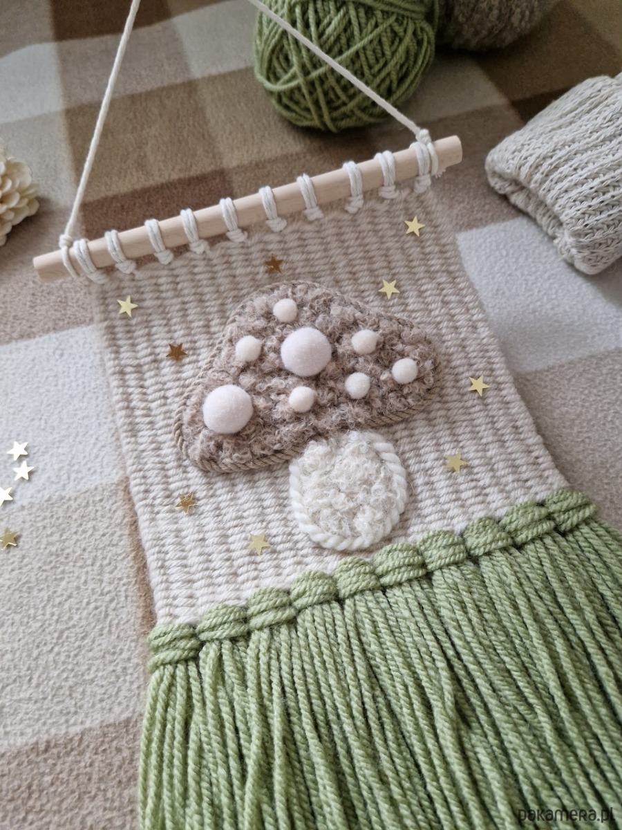 makramy Makatka z motywem grzybka 3