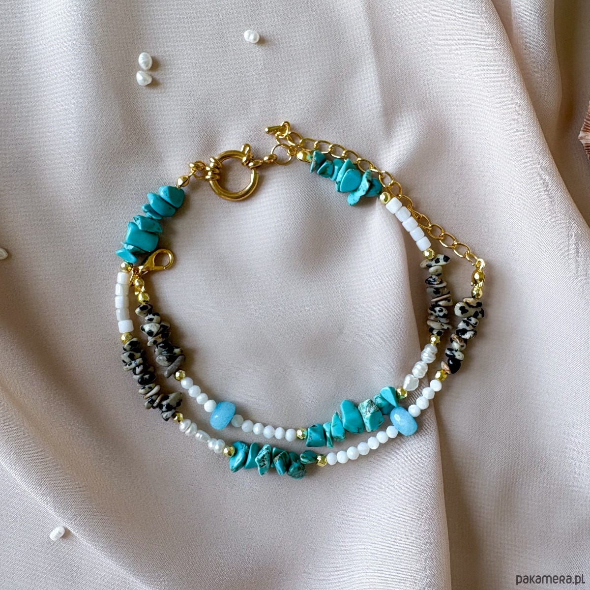 naszyjniki - inne Modułowy naszyjnik SUMMER WAVE z kamieni naturalnych baza do zawieszek 2