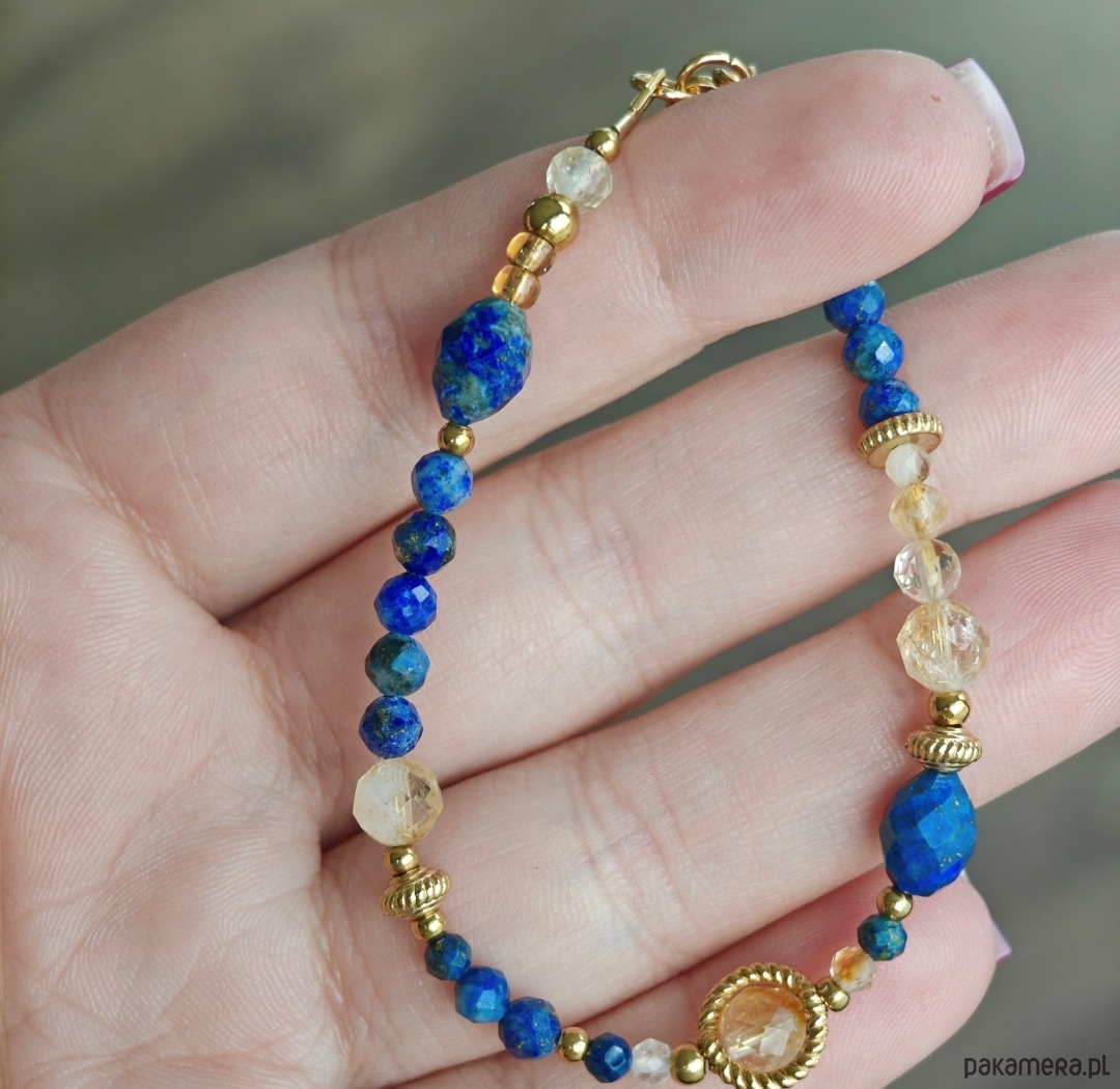 bransoletki złote Bransoletka lapis lazuli cytryn kryształ 1