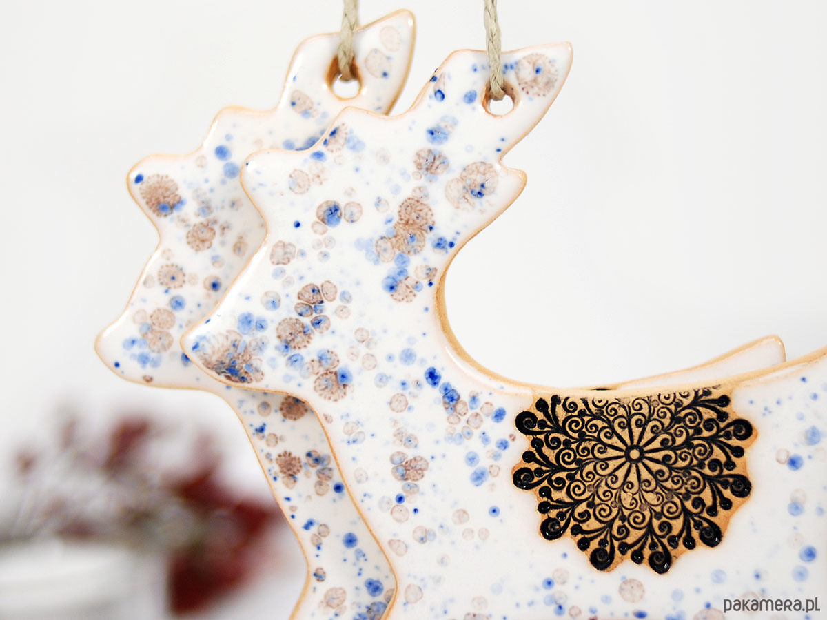 ozdoby choinkowe Ręcznie malowany ceramiczny renifer - ozodba choinkowa 3