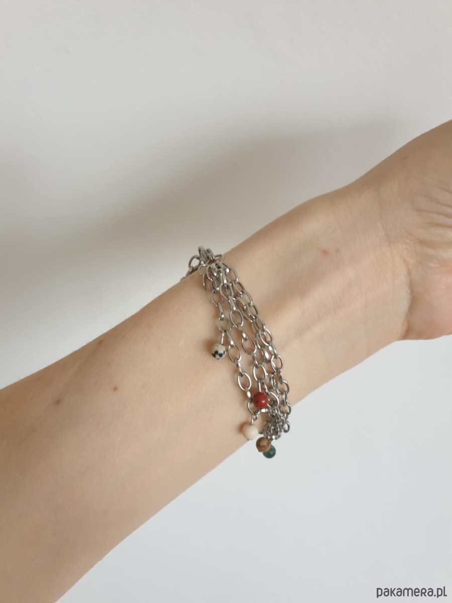 bransoletki z kamieni naturalnych Bransoletka FANABERIA kulki, łańcuszki, jaspisy, labradoryt 2