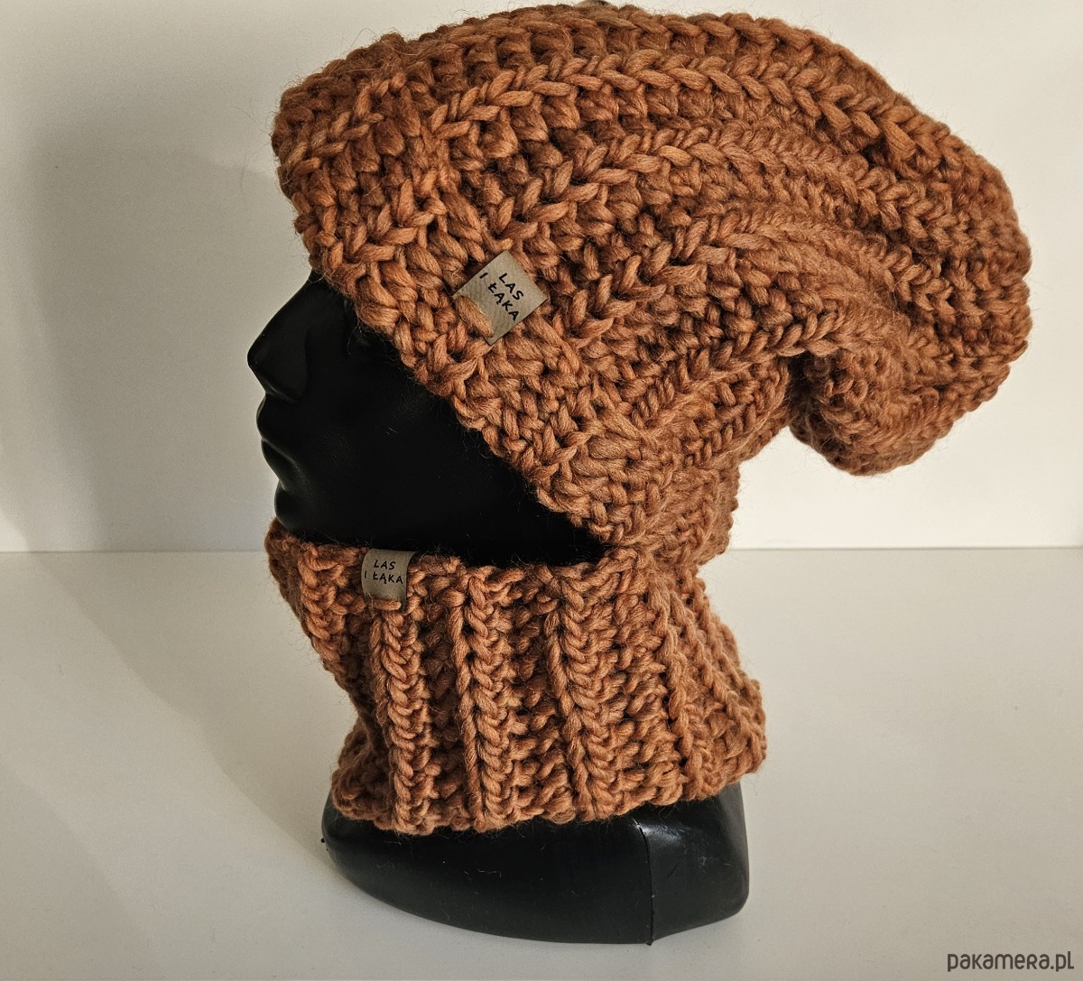 czapki damskie Komplet wełniany w kolorze miedzi 1