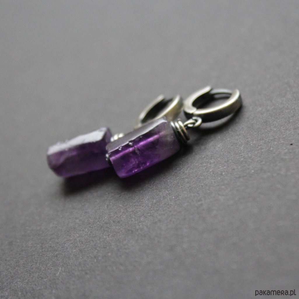 kolczyki z kamieniami Kolczyki Ametyst w srebrnym kołnierzu 2