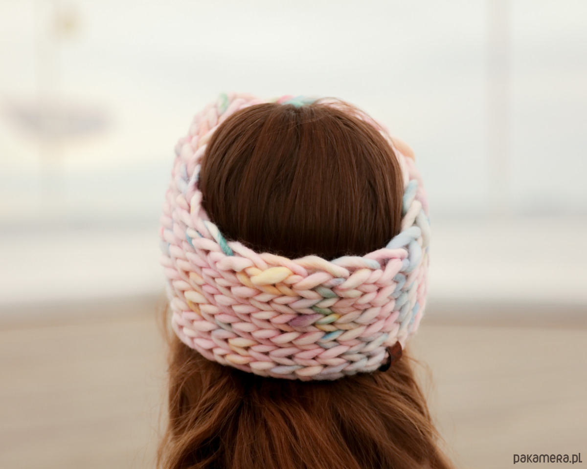 opaski do włosów Kolorowa opaska turban z grubej wełny pastelowa 8