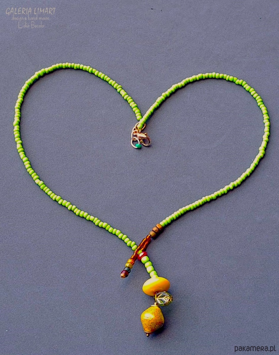 chokery Boho, uroczy naszyjnik z drobnych koralików z cytryną, PREZENT handmade 6