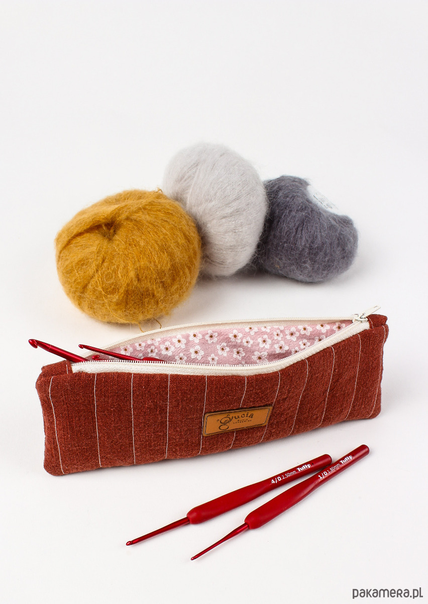 piórniki Piórnik lniany / mini kosmetyczka Ceglana 1