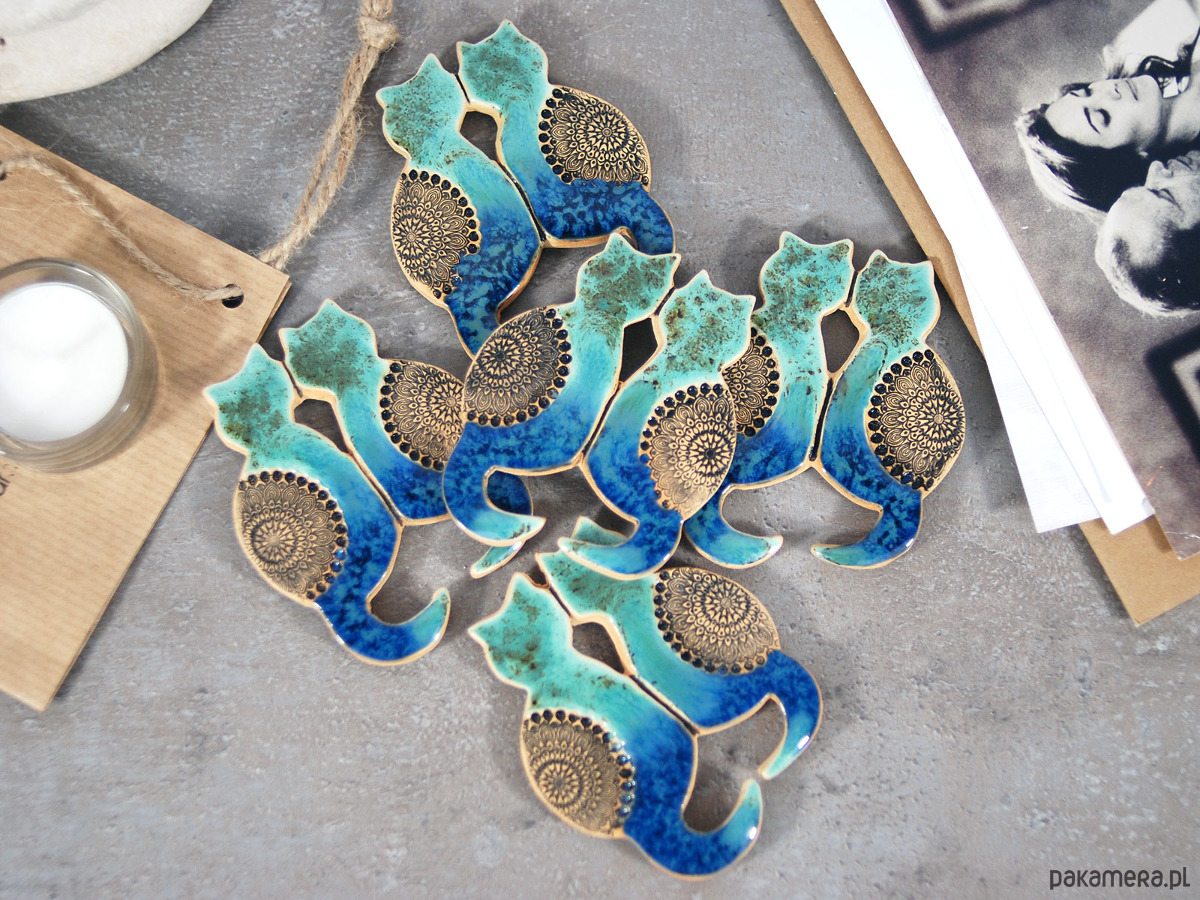 magnesy Ceramiczne koty bliźniaki - magnes na lodówkę 3