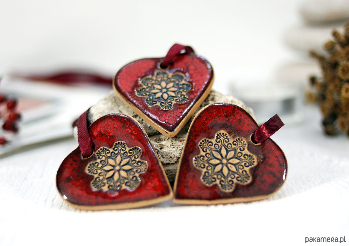 ozdoby choinkowe Ceramiczne serca z mandalą - ozdoby choinkowe 4