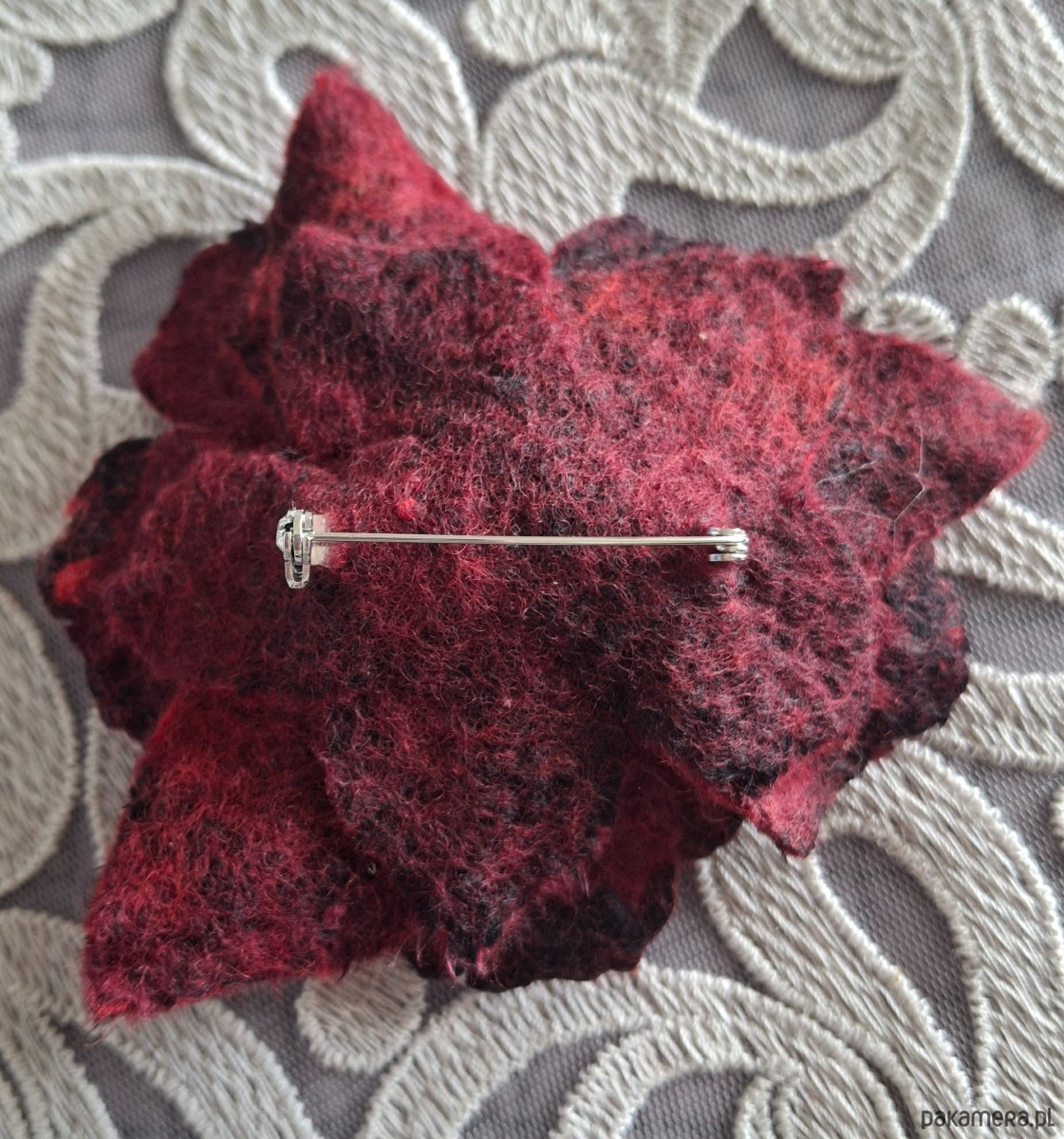broszki Broszka filcowana Kwiat bordowy 5