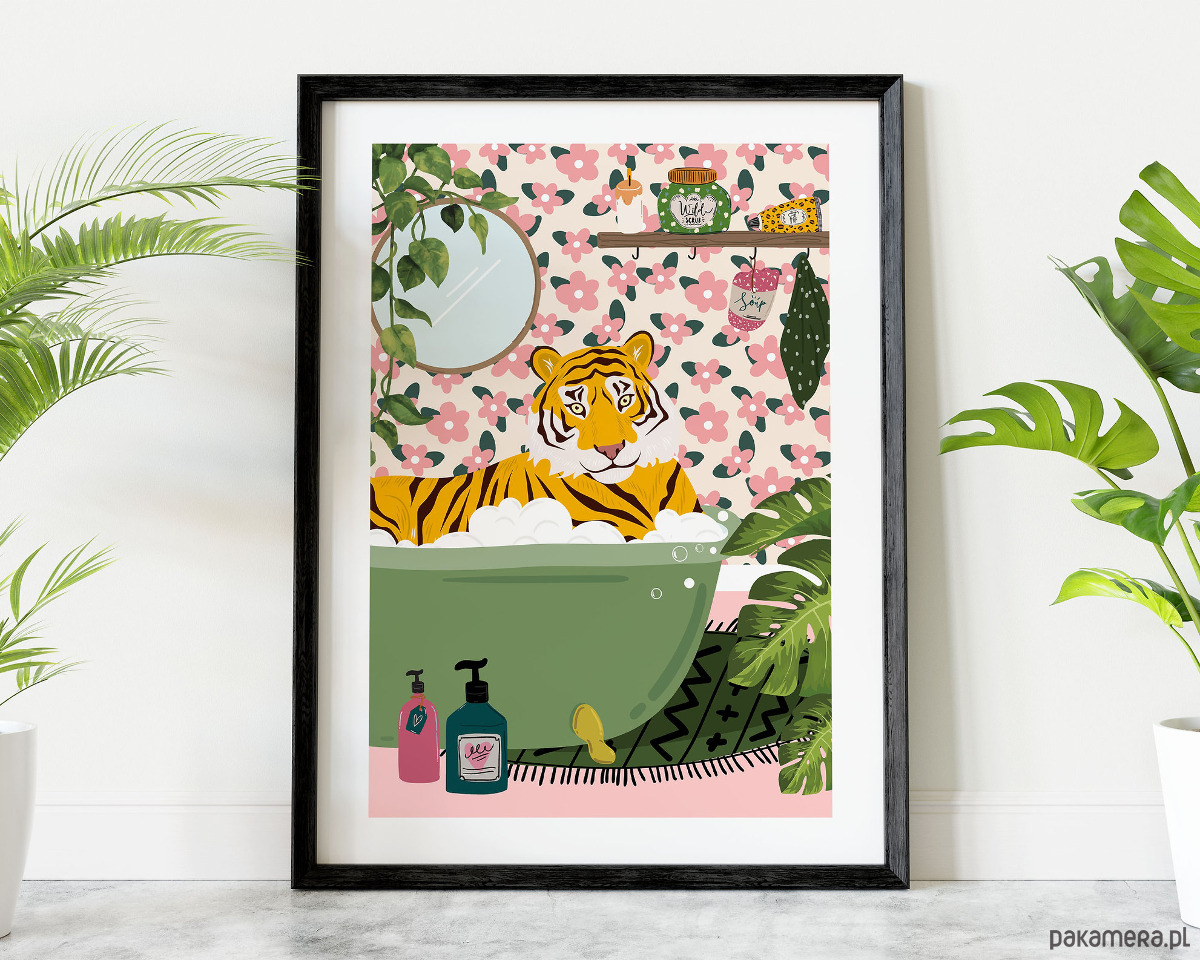 plakaty Plakat Tygrys w zielonej wannie 2 2