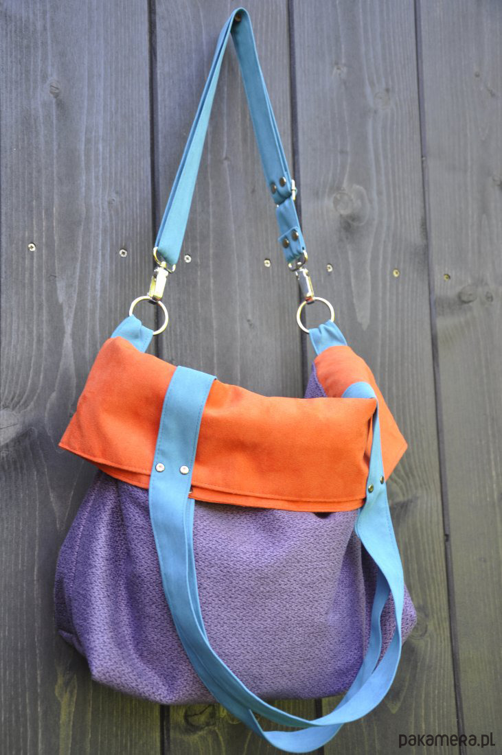 torby na ramię Torba na ramię-color block-fiolet,pom.,turkus 4