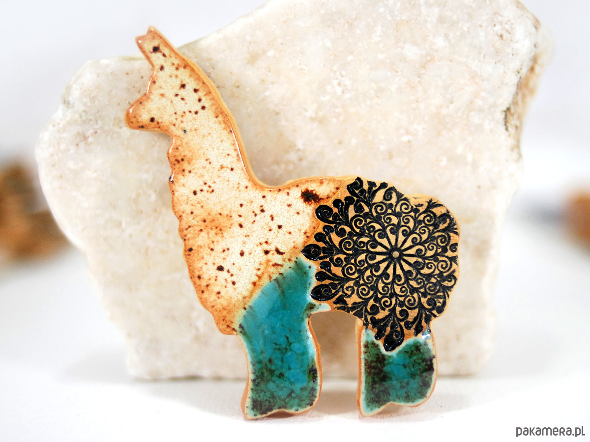 magnesy Ceramiczna lama - magnes, ozdoba na lodówkę 1