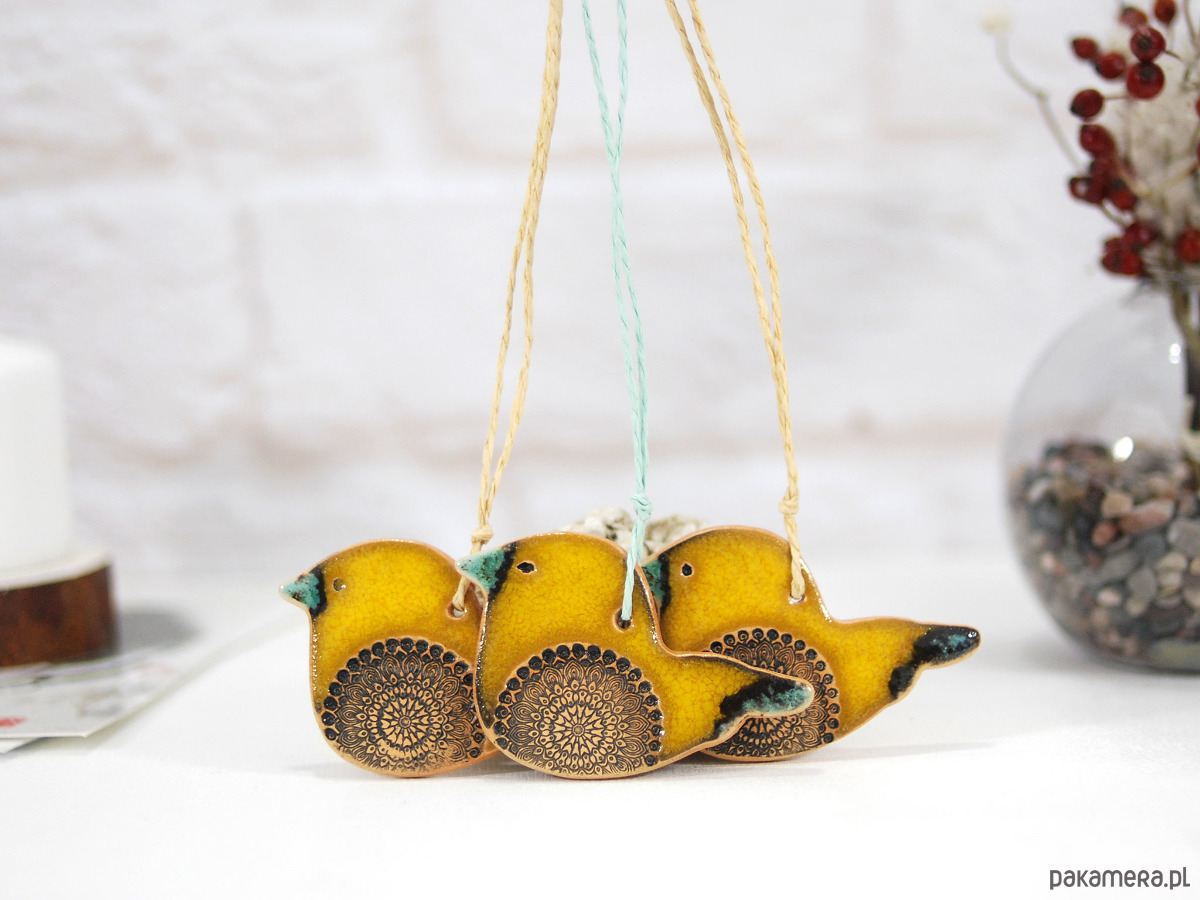 ozdoby choinkowe Ceramiczne sikorki - wiszące ozdoby na choinkę 2