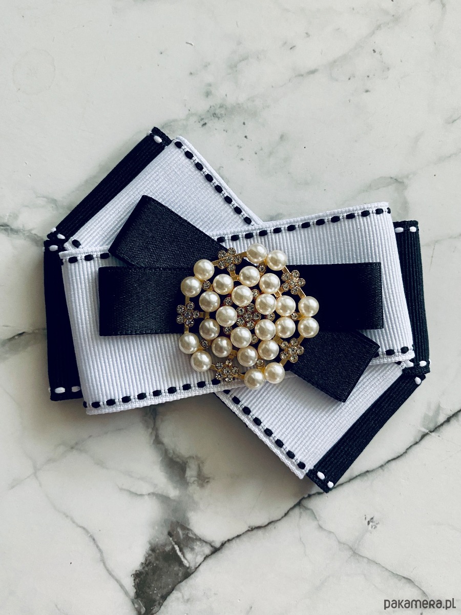 broszki Black & White Brosza   z perłami  NEW 6