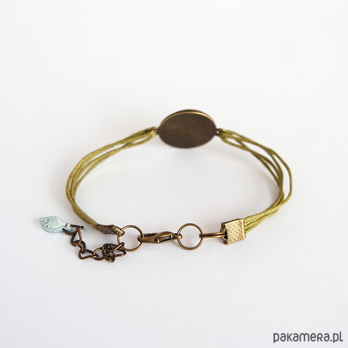 bransoletki ze szkła Bransoletka - Sarna - khaki, sznurki 1