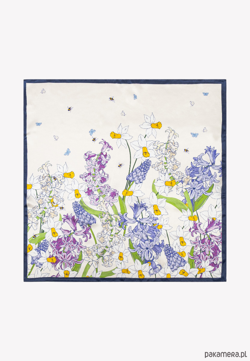 apaszki Jedwabna apaszka z motywem kwiatów 70x70 cm 1