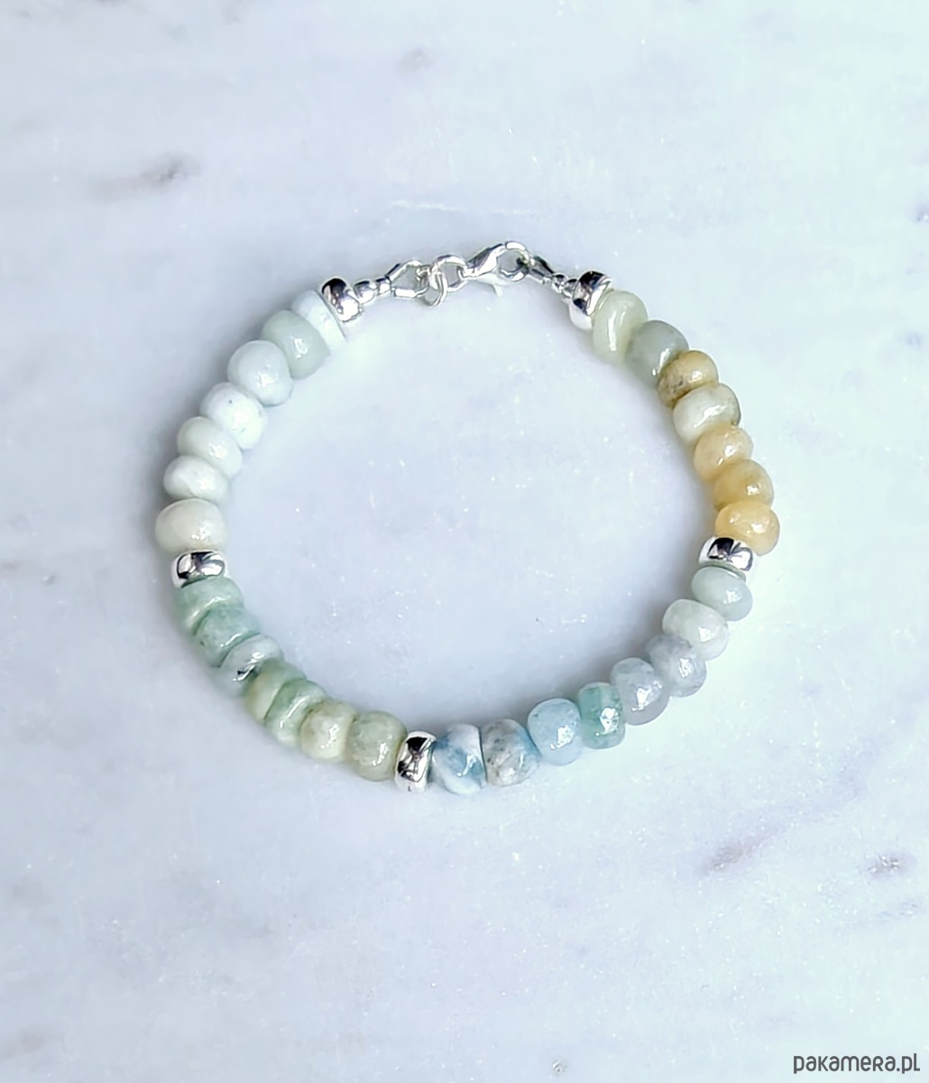 bransoletki srebrne Bransoletka srebrna z akwamarynów Quadro 3