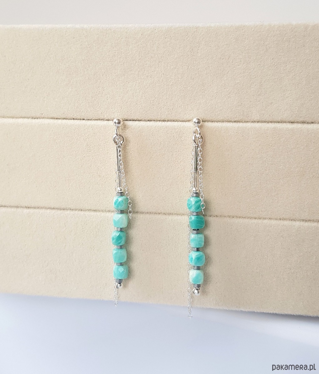 kolczyki z kamieniami Kolczyki srebrne z amazonitem 3