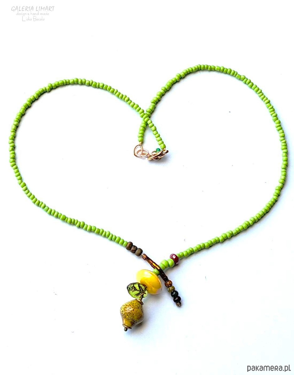 chokery Boho, uroczy naszyjnik z drobnych koralików z cytryną, PREZENT handmade 5