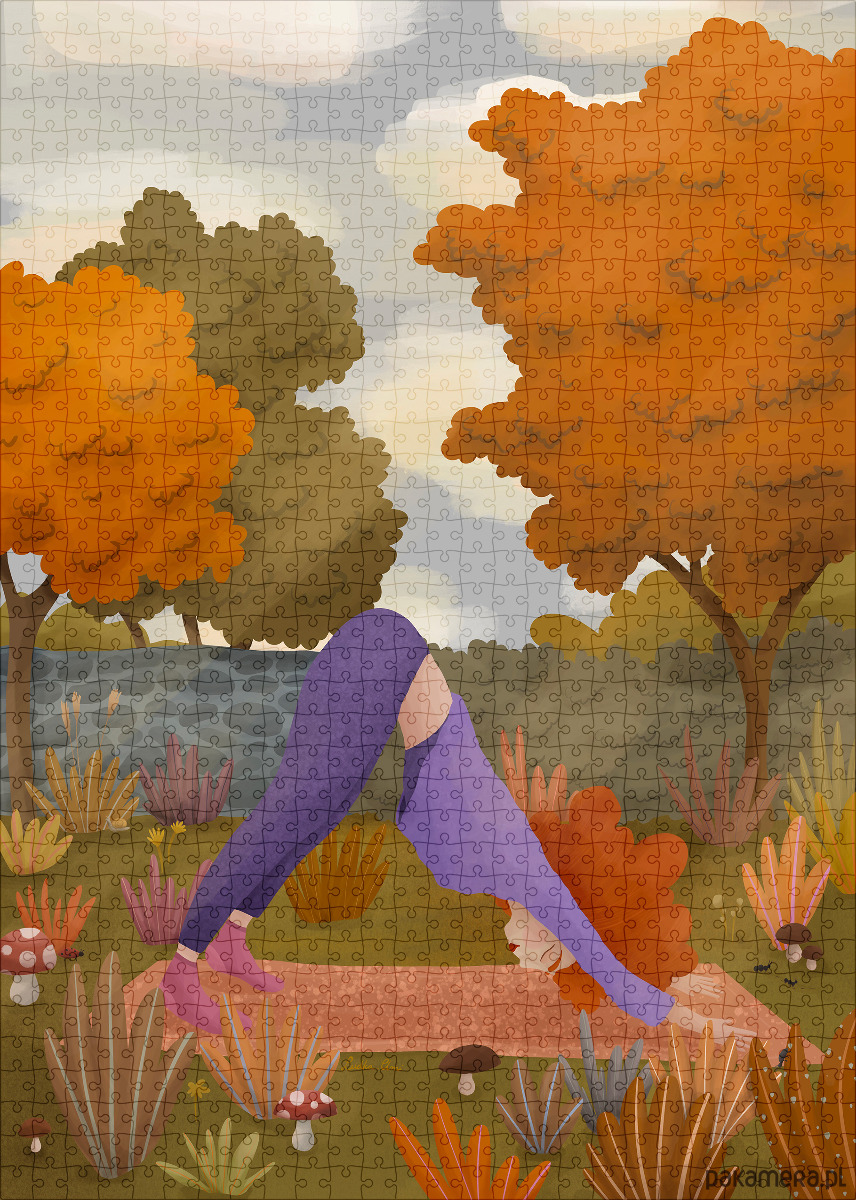 puzzle dla dzieci Muno Puzzle "Jesienna Joga" by Ludka Umiastowska 1000 el. w eco woreczku 1