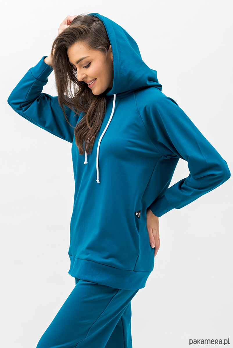 bluza z kapturem damska Bluza z kapturem  ,,SEHER" petrol 1