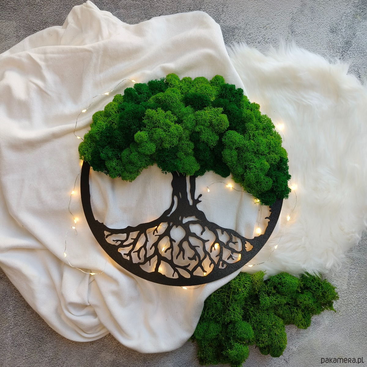 dekoracje świąteczne Obraz, drzewo  z mchu chrobotka, w świątecznym pudełku, 30cm. 3