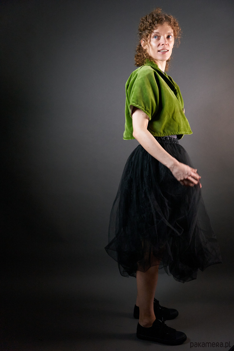 spódnice midi Spódnica tiulowa czarna  na plisowanej - gniecionej podszewce 1