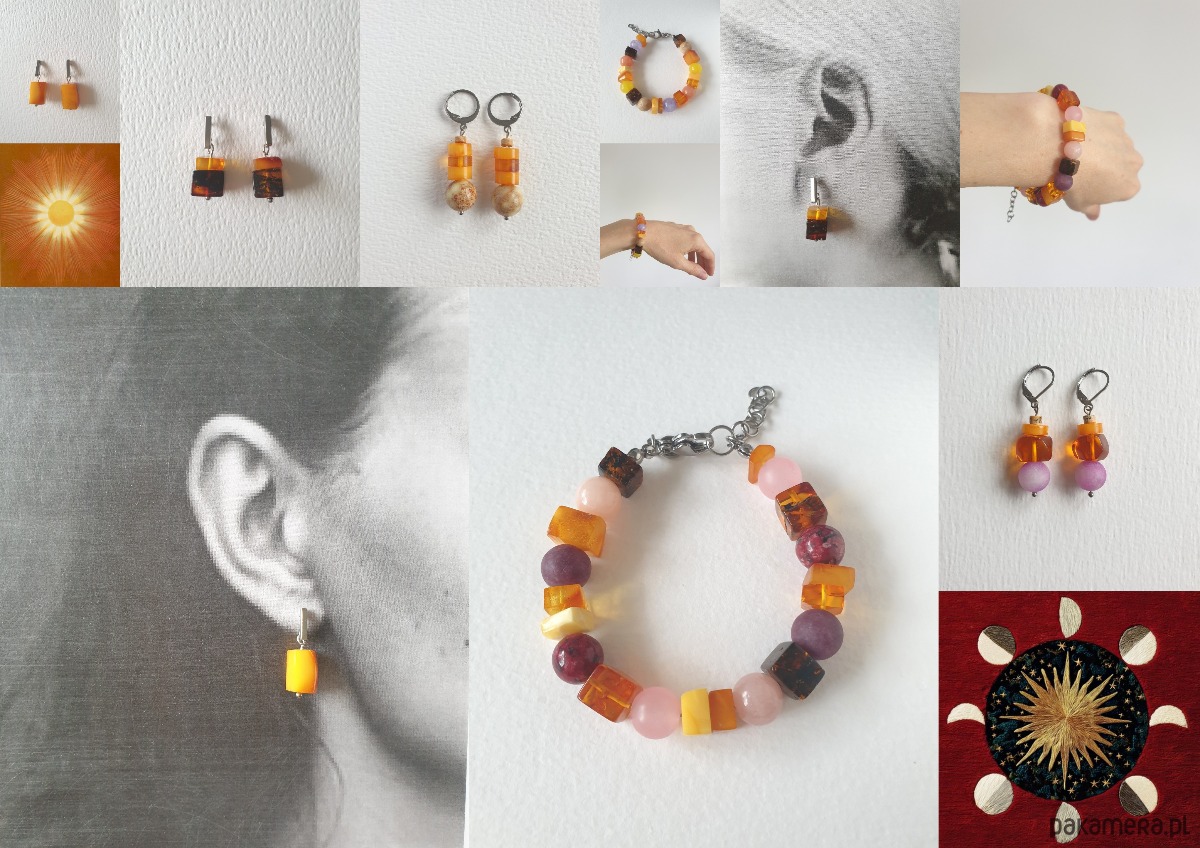 bransoletki z kamieni naturalnych Bransoletka SZASZŁYK bursztyn, jadeit, bordo róż 6