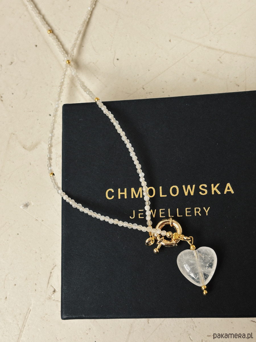 złote naszyjniki Naszyjnik Kamień Księżycowy Serce 4