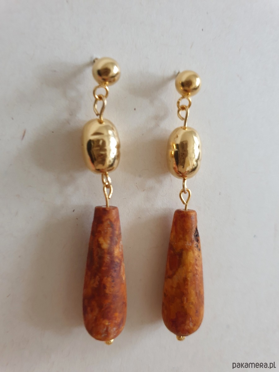 kolczyki z kamieniami Kolczyki  NEO sople agat brązowy 3