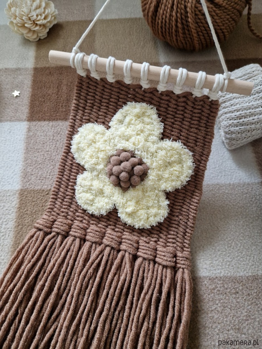 makramy Makatka kwiatek, rękodzieło na ścianę 2