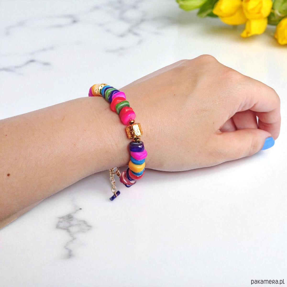 komplet biżuterii RAZEM TANIEJ! komplet summer collection: złota lawa, kolorowa masa perłowa 1