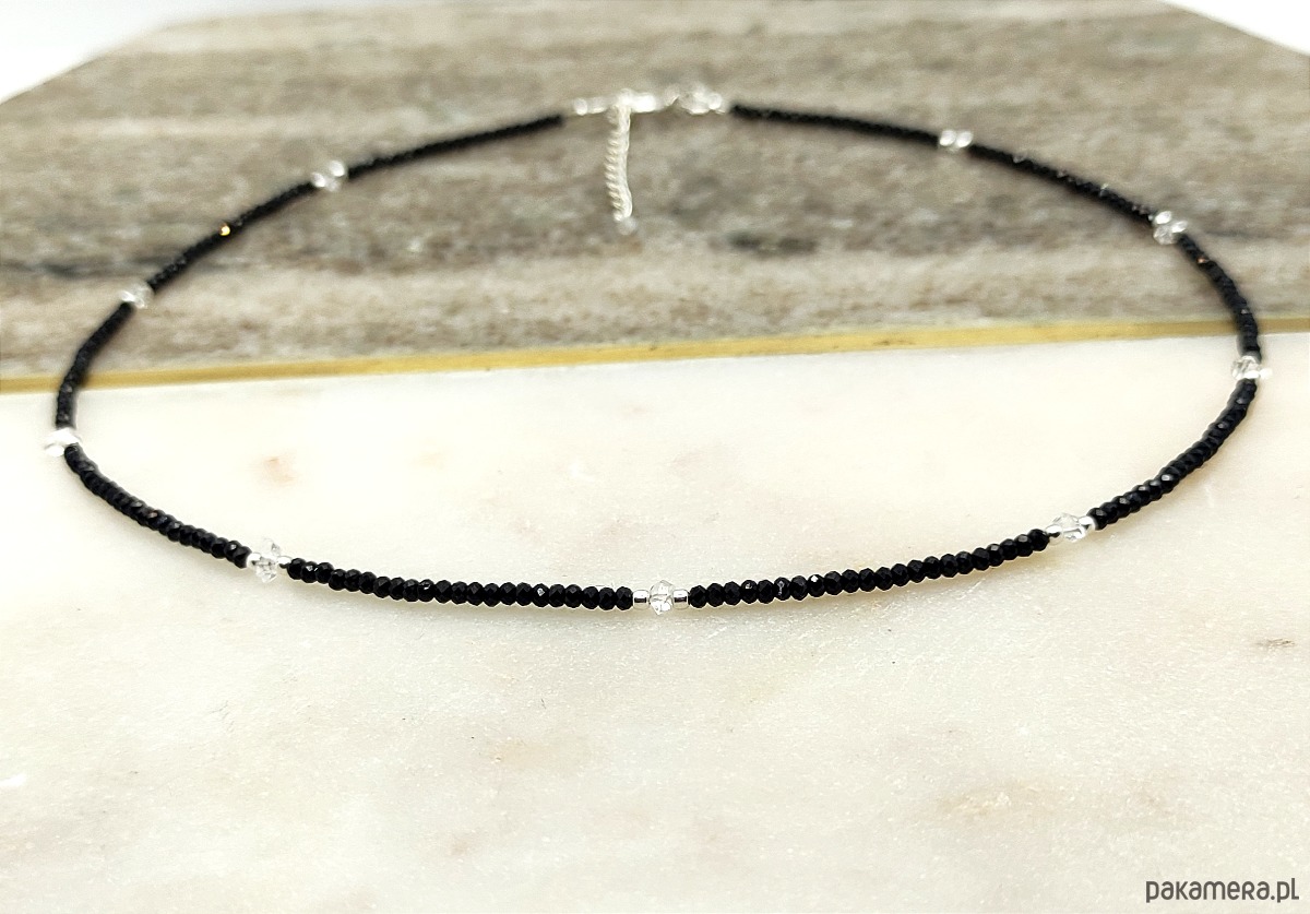 srebrne naszyjniki Naszyjnik - obróżka, z diamencikami 6