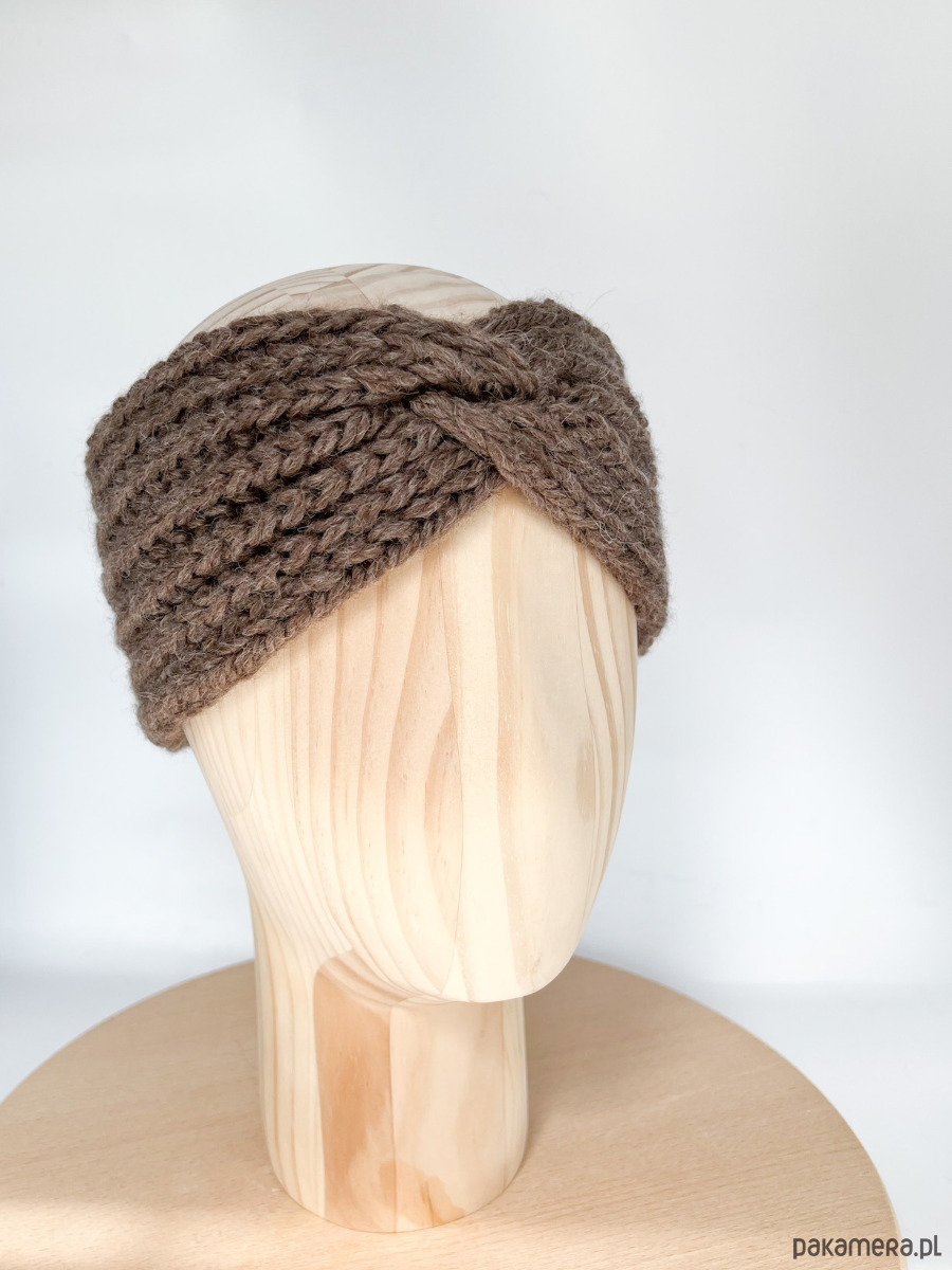 opaski do włosów Brązowa opaska z wełny merino i alpaki 6