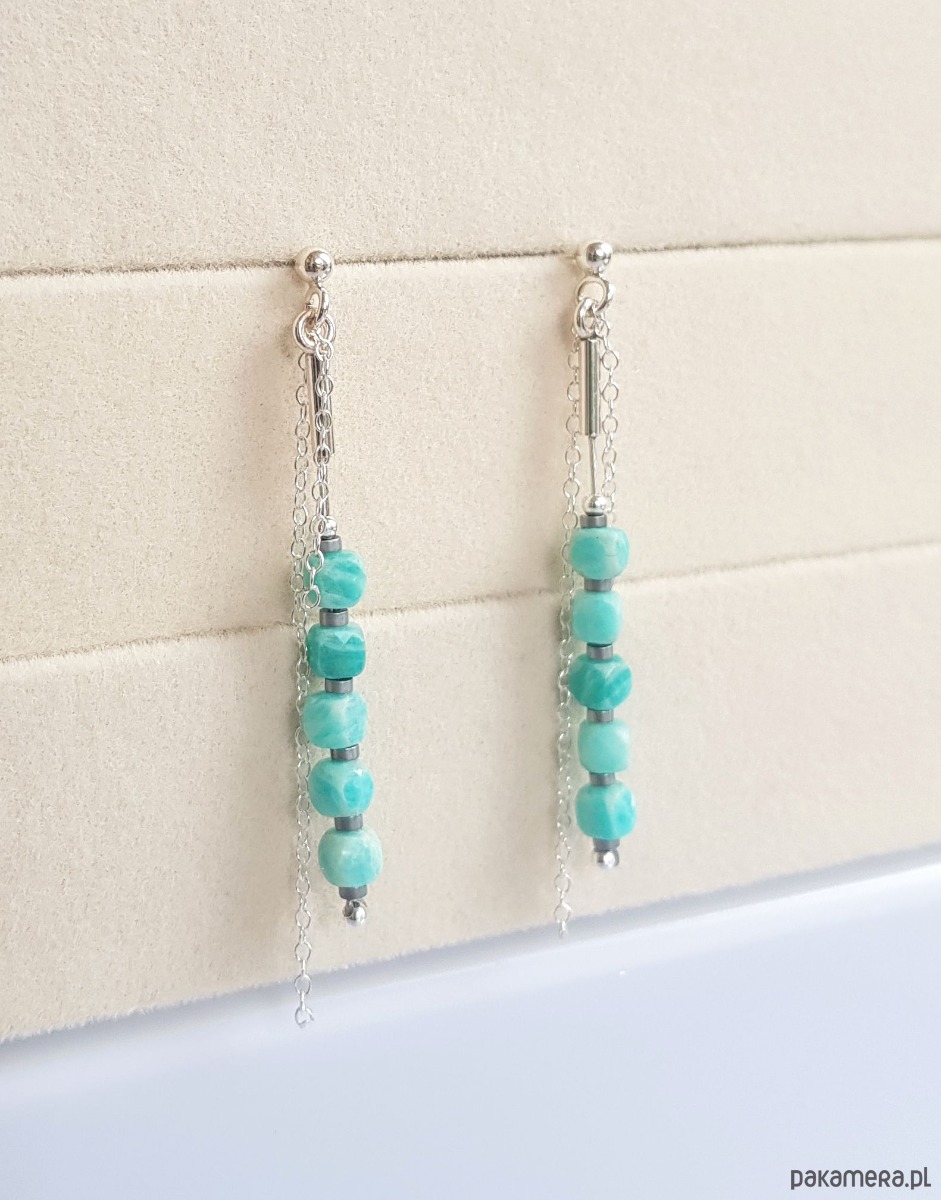 kolczyki z kamieniami Kolczyki srebrne z amazonitem 2